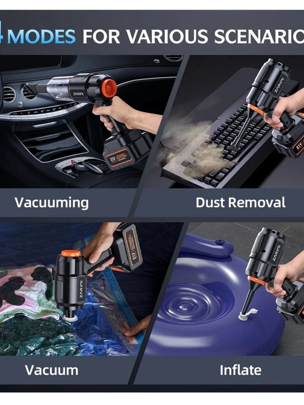 Dual Battery Portable Car Vacuum - High Power & 60min Runtime for Deep Cleaning